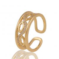 Cúbicos Circonia Micro Pave anillo de latón, metal, chapado en color dorado, Ajustable & unisexo & micro arcilla de zirconia cúbica, 20mm, Vendido por UD