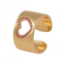 Cubique anneau en laiton Circonia Micro Pave, Placage de couleur d'or, Réglable & multiple tailles pour le choix & pavé de micro zircon & pour femme, 22mm, Vendu par PC