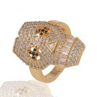 Cubic Zirconia Micro Pave Brass Ring gold color plated Adjustable & Unisex & micro pave cubic zirconia 21mm Sold By PC