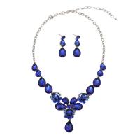 Crystal Jewelry Sets, earring & necklace, Tibetan Style, with Crystal, Tibetan Style lobster clasp, Tibetan Style post pin, for woman, more colors for choice, 5-35mm, Length:50 cm, Sold By Set