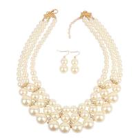 Jewelry Sets earring & necklace Zinc Alloy with Plastic Pearl zinc alloy lobster clasp zinc alloy earring hook for woman white 5-35mm Length 53 cm Sold By Set