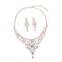 Rhinestone Jewelry Sets earring & necklace Zinc Alloy zinc alloy lobster clasp zinc alloy post pin for woman & with rhinestone mixed colors 15-50mm Length 50 cm Sold By Set