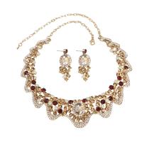 Crystal Jewelry Sets earring & necklace Zinc Alloy with Crystal zinc alloy lobster clasp zinc alloy post pin for woman & with rhinestone 58mm Length 43 cm Sold By Set