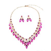 Crystal Jewelry Sets, Stud Earring & necklace, Tibetan Style, with Crystal, Tibetan Style lobster clasp, Tibetan Style post pin, for woman & with rhinestone, more colors for choice, 5-35mm, Sold By Set