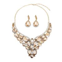 Crystal Jewelry Sets earring & necklace Zinc Alloy with Crystal zinc alloy lobster clasp zinc alloy post pin for woman & with rhinestone 58mm Length 45 cm Sold By Set