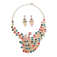 Strass Jewelry Sets, örhänge & halsband, Zink Alloy, zinklegering Karbinlås, zinklegering örhänge inlägg, för kvinna, fler färger för val, 50mm, Längd 53 cm, Säljs av Ställ