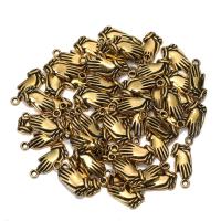 Pingentes de liga de zinco, Mão, banhado, dourado, 19x8.20x2.10mm, 10PCs/Bag, vendido por Bag
