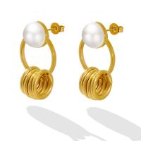 Titanstahl Tropfen Ohrring, mit Kunststoff Perlen, Titan Stecker, plattiert, für Frau, keine, 18x30mm, verkauft von Paar