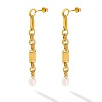 Titanium Steel Drop Earring with Plastic Pearl titanium post pin for woman Sold By Pair