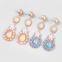 Tibetan Style Drop Earrings, with Resin & Acrylic, fashion jewelry & for woman & with rhinestone, more colors for choice, 65x22mm, Sold By Pair