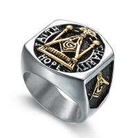 Stainless Steel Finger Ring, 316L Stainless Steel, polished, vintage & fashion jewelry & freemason jewelry & Unisex & different size for choice & epoxy gel, original color, Sold By PC