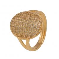 Cubic Zirconia Micro Pave Brass Ring gold color plated Adjustable & micro pave cubic zirconia & for woman 21mm Sold By PC