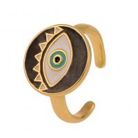 Brass Cuff Finger Ring, Eye, gold color plated, Adjustable & for woman & enamel, more colors for choice, 21mm, Sold By PC