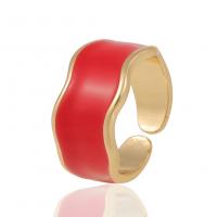 Brass Cuff Finger Ring gold color plated Adjustable & for woman & enamel 20mm Sold By PC