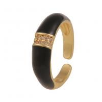 Cubic Zirconia Micro Pave Brass Ring gold color plated Adjustable & micro pave cubic zirconia & for woman & enamel 23mm Sold By PC