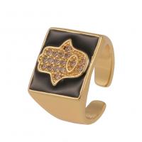 Cubic Zirconia Micro Pave Brass Ring gold color plated Adjustable & Unisex & micro pave cubic zirconia & enamel 20mm Sold By PC