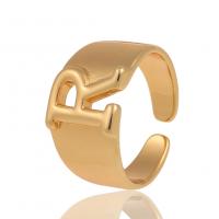 cobre Cuff Ring Finger, carta, cromado de cor dourada, Ajustável & unissex & Mais tamanhos a sua ecolha, 20mm, vendido por PC