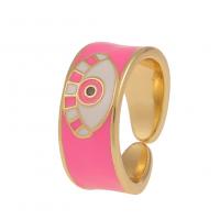 Brass Cuff Finger Ring Eye gold color plated Adjustable & Unisex & enamel 20mm Sold By PC