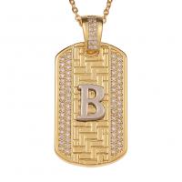 Cubic Zircon Micro Pave Brass Necklace, gold color plated, Unisex & different styles for choice & micro pave cubic zirconia, 19x40mm, Length:Approx 17.9 Inch, Sold By PC