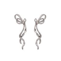 Tibetan Style Drop Earrings, silver color plated, fashion jewelry & for woman, nickel, lead & cadmium free, 18x61mm, Sold By Pair