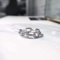 Vještački dijamant Ring Finger, Mesing, Geometrijski uzorak, platine pozlaćen, različite veličine za izbor & za žene & s Rhinestone & šupalj, nikal, olovo i kadmij besplatno, Veličina:6-10, Prodano By PC