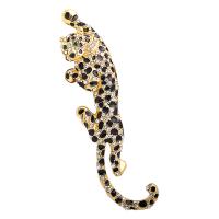 Rhinestone Brooch, Tibetan Style, Leopard, gold color plated, Unisex & with rhinestone, nickel, lead & cadmium free, 30x106mm, 10PCs/Lot, Sold By Lot