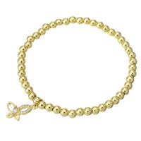 Bracelet cubique en laiton zircon pavent, Placage de couleur d'or, pavé de micro zircon & pour femme & creux, Longueur:Environ 6.6 pouce, Vendu par PC