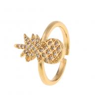 Cubic Zirconia Micro Pave Brass Ring, Pineapple, 18K gold plated, Adjustable & micro pave cubic zirconia & for woman, more colors for choice, Sold By PC