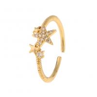 Cubic Zirconia Micro Pave Brass Ring 18K gold plated Adjustable & micro pave cubic zirconia & for woman Sold By PC