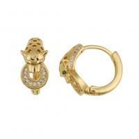 Brass Huggie Hoop Earring 18K gold plated & micro pave cubic zirconia & for woman Sold By PC