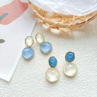 Resin Earring Zinc Alloy with Resin gold color plated fashion jewelry & for woman nickel lead & cadmium free 40mm Sold By Pair