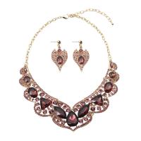 Crystal Jewelry Sets earring & necklace Zinc Alloy with Crystal zinc alloy lobster clasp zinc alloy post pin for woman & with rhinestone 55mm Length 45 cm Sold By Set