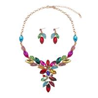 Crystal Jewelry Sets earring & necklace Zinc Alloy with Crystal zinc alloy lobster clasp zinc alloy post pin for woman & with rhinestone 40mm Length 52 cm Sold By Set