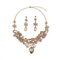 Crystal Jewelry Sets earring & necklace Zinc Alloy with Crystal zinc alloy lobster clasp zinc alloy post pin for woman 80mm Length 48 cm Sold By Set