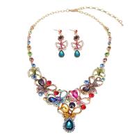 Crystal Jewelry Sets earring & necklace Zinc Alloy with Crystal zinc alloy lobster clasp zinc alloy post pin for woman & with rhinestone 60mm Length 45 cm Sold By Set