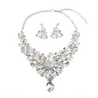Crystal Jewelry Sets earring & necklace Zinc Alloy with Crystal zinc alloy lobster clasp zinc alloy post pin for woman white 15-50mm Length 50 cm Sold By Set