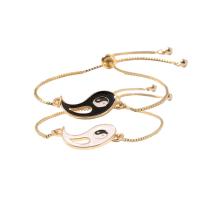 Brass Bracelet & Bangle, ying yang & for woman & enamel, more colors for choice, Sold By PC