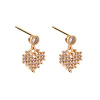 Brass Drop Earring brass post pin micro pave cubic zirconia & for woman golden 5-45mm Sold By Pair