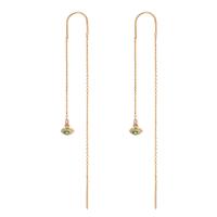 Brass Thread Through Earrings brass earring string micro pave cubic zirconia & for woman golden Sold By Pair