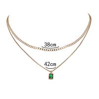 Kubický zirkon Micro vydláždit mosaz náhrdelník, mosaz Karabinky, Dvojitá vrstva & micro vydláždit kubické zirkony & pro ženy, zlatý, Prodáno By PC
