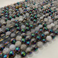 Natürliche Crackle Achat Perlen, rund, DIY, gemischte Farben, verkauft per ca. 38 cm Strang