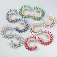 Rhinestone náušnice, Zinek, módní šperky & pro ženy & s drahokamu, více barev na výběr, 63x56mm, Prodáno By Pair
