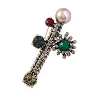 Broche de strass, alliage de zinc, avec Plastique ABS perle, bijoux de mode & pour femme & avec strass, plus de couleurs à choisir, 62x32mm, Vendu par PC