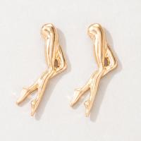 Tibetan Style Stud Earring, gold color plated, fashion jewelry & for woman, golden, 35x15mm, Sold By Pair