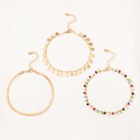 Tibetan Style Anklet, with 5.5cm extender chain, gold color plated, 3 pieces & fashion jewelry & for woman & enamel, golden, Length:24 cm, Sold By Set
