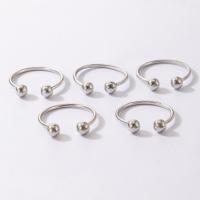 Zinc Alloy Cuff Finger Ring silver color plated 5 pieces & fashion jewelry & for woman 18mm Sold By Set
