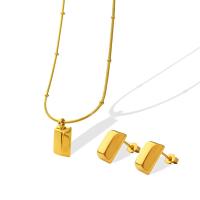 Titanium Steel Jewelry Set, Stud Earring & necklace, with 5cm extender chain, Rectangle, Vacuum Ion Plating, different styles for choice & for woman, more colors for choice, 7x12mm, Length:Approx 40 cm, Sold By PC