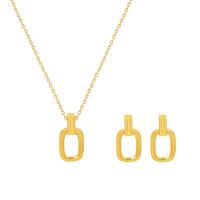 Partículas de acero Conjunto de joya, pendiente & collar, con 5cm extender cadena, Rectángular, diferentes estilos para la opción & para mujer, dorado, 10x20mm, longitud aproximado 40 cm, Vendido por UD