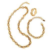 титан модный ювелирный набор, кольцо & браслет & ожерелье, разные стили для выбора & Женский, Много цветов для выбора, 8mm, продается PC