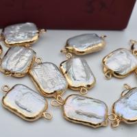 Mässing smycken Connector, Freshwater Pearl, med Mässing, Rektangel, guldfärg pläterade, DIY & 1/1 slinga, 14-15mm, Säljs av PC